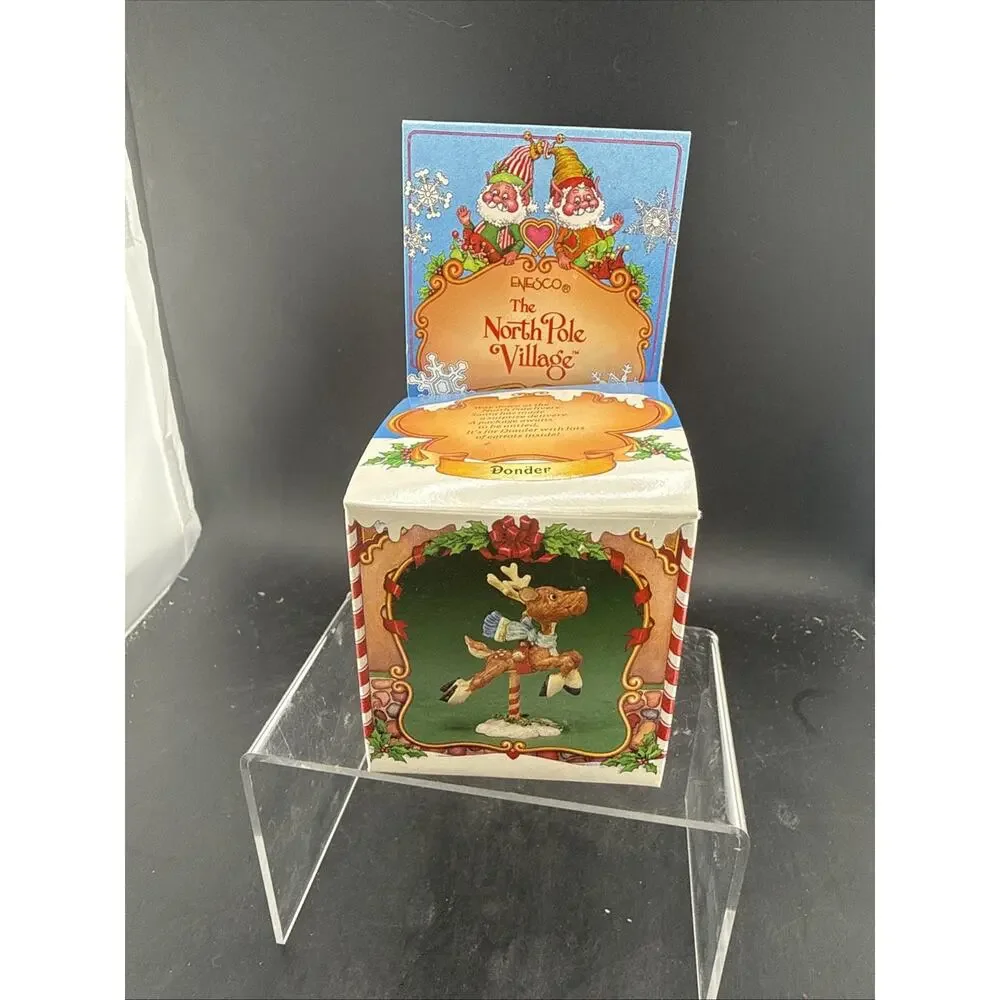 Vintage Enesco North Pole Village Donder Reindeer Figurine 1986 New Old Stock